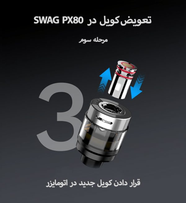 تعویض کویل و پر کردن پاد مخزن ماد SWAG PX80